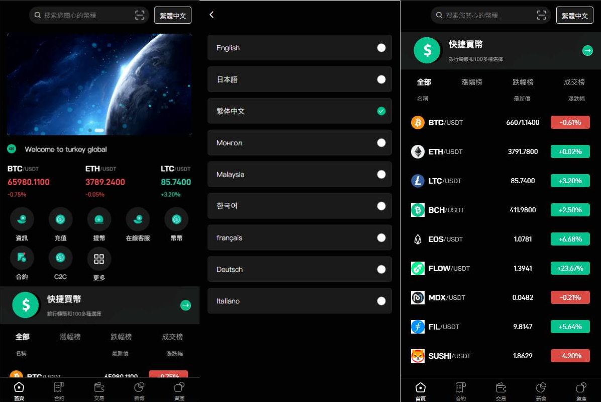 多语言交易所系统/秒合约交易/币币合约/c2c/质押投资